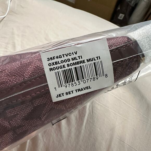 MICHAEL KORS Jet Set Small Two-Tone Logo Crossbody Bag In Oxblood Multi NWT - Picture 5 of 9